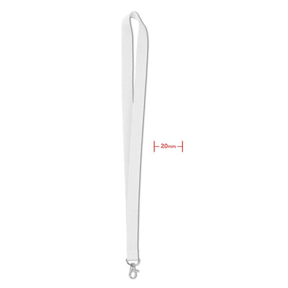 Lanyard blanco de 20 mm con mosquetón 