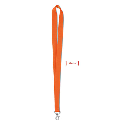 Lanyard naranja de 20 mm con mosquetón 