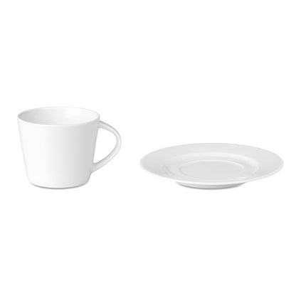 Juego de taza y plato blanco de cerámica para capuccino