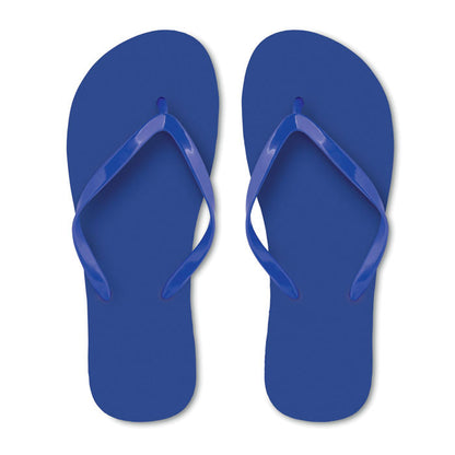 Vista frontal de chanclas de PE azules