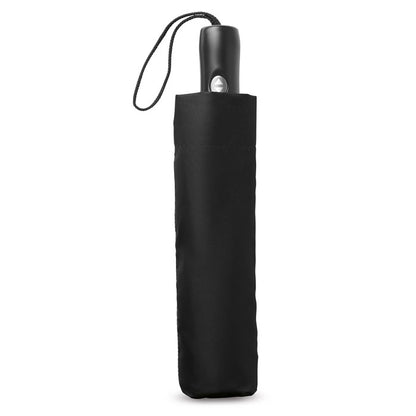 Paraguas negro plegable dentro de su funda