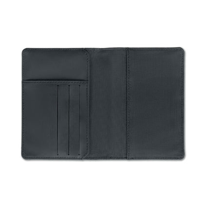 Funda para pasaporte con compartimentos para tarjetas de poliéster gris