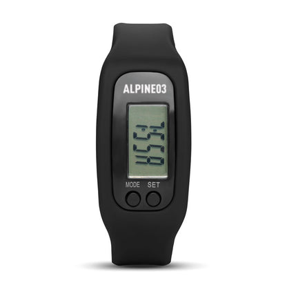 Pulsera negra de actividad con cuenta pasos con logo impreso