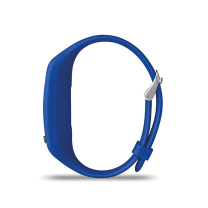 Vista lateral de pulsera de actividad azul