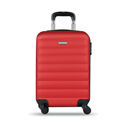 Trolley rojo rígido con 4 ruedas con gran compartimento central