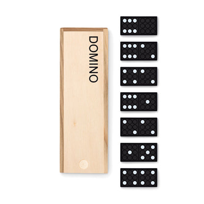 Juego de dominó en cajita de madera de pino