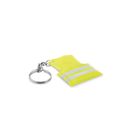 Llavero con forma de chaleco de seguridad amarillo