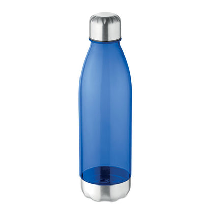 Botella azul de tritán con base y tapón de acero