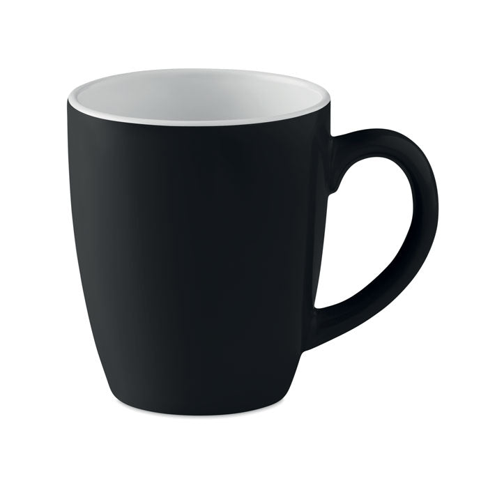 Taza de cerámica negra con interior color blanco