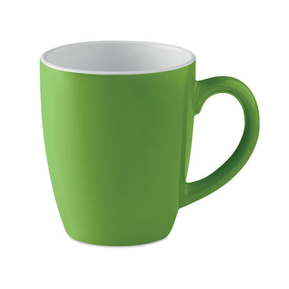 Taza de cerámica verde lima con interior color verde blanco
