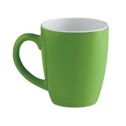Mug verde de cerámica con interior color blanco