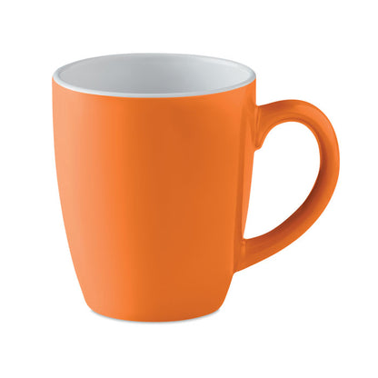 Taza de cerámica naranja con interior color blanco