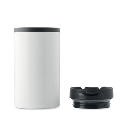 Vaso blanco de acero inoxidable con tapadera