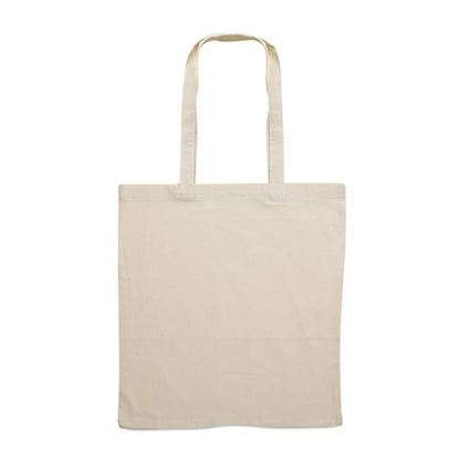 Bolsa de algodón beige con asas largas estiradas