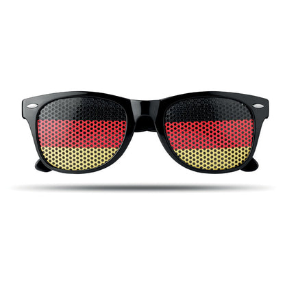 Gafas naranjas con bandera holandesa en lentes