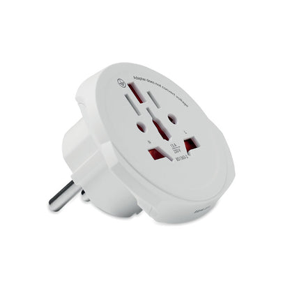 Adaptador SKROSS universal de 3 polos con diseño compacto y blanco