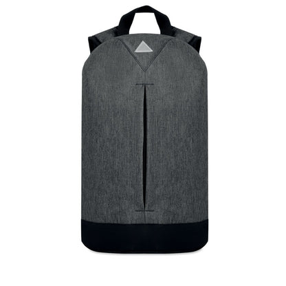 Mochila de oficina negra jaspeada con asas de mano y correas traseras