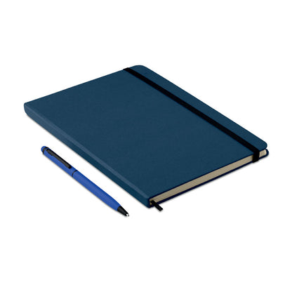 Visa lateral de libreta y boli marino