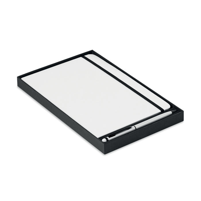 NEILO SET - Set de libreta en caja negra con libreta y bolígrafo de aluminio.