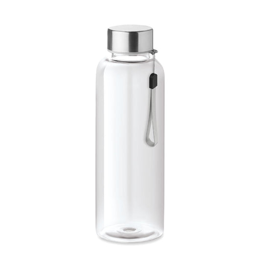 Botella de Tritán transparente de 500 ml con tapa de acero inoxidable y asa para fácil transporte