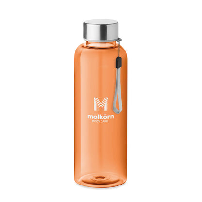  Botella naranja con impresión con tapón de acero y asa