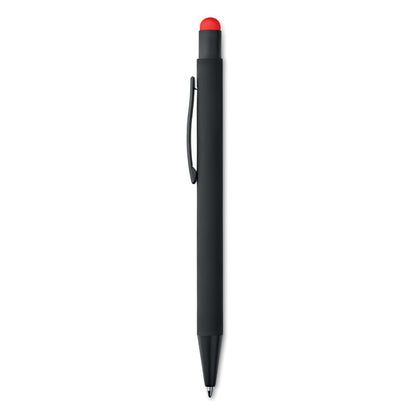 Bolígrafo de aluminio negro con puntero color rojo