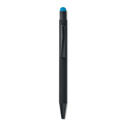 Bolígrafo negro de aluminio con puntero azul
