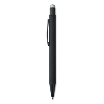 Bolígrafo de aluminio negro con puntero color gris