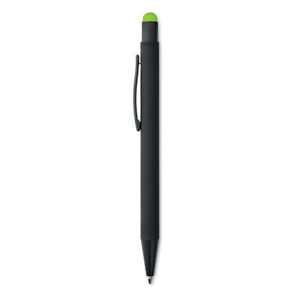 Bolígrafo de aluminio negro con puntero color verde