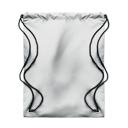 Mochila reflectante gris con cierre de cordones negros
