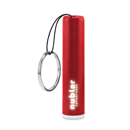 Llavero linterna pequeño de plástico roja personalizada con logotipo iluminado