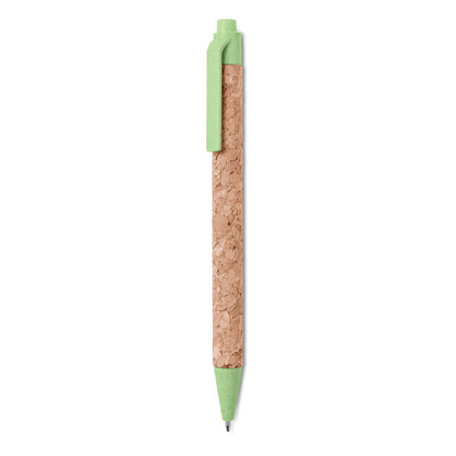  Boli de corcho con clip y pulsador d epaja  verde
