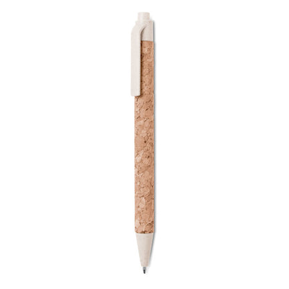  Boli de corcho con clip y pulsador de paja blanco