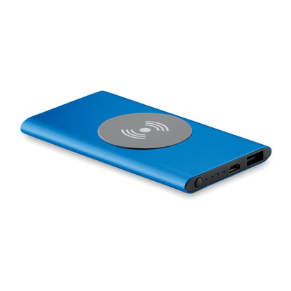 Cargador inalambrico rectangular de aluminio azul