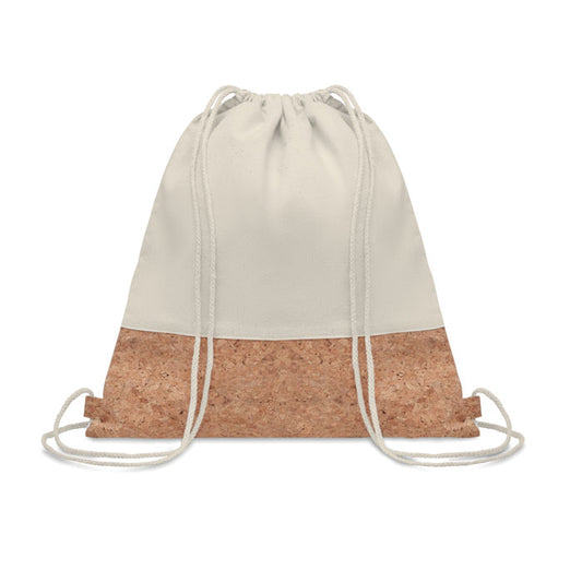 ILLA - Mochila de cuerdas con corcho y algodón orgánico en color natural, ideal como bolsa ecológica promocional para marcas sostenibles.