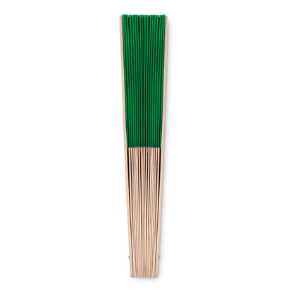 Abanico cerrado de madera y tela verde