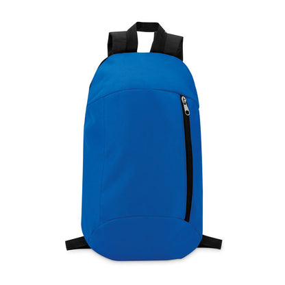 Mochila azul con bolsillo con cremallera vertical