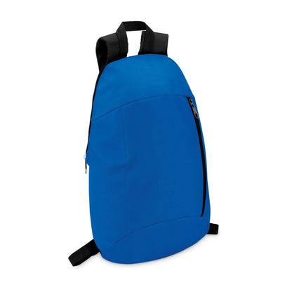 Mochila azul con bolsillo con cremallera vertical