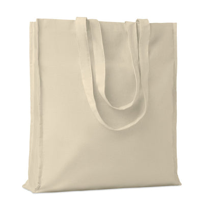 Bolsa de algodón color natural con asas largas y con fuelle