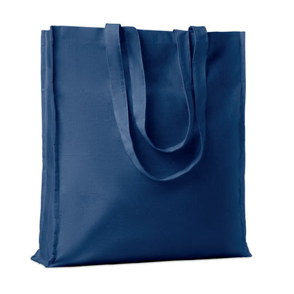 Totebag con fuelle y asas largas de color azul añil