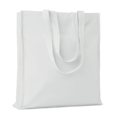 Totebag con fuelle y asas largas de color blanco