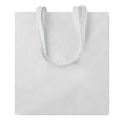 Vista frontal de bolsa totebag de tela color blanco