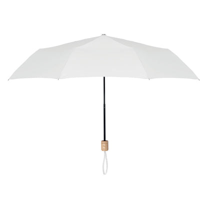 Paraguas plegable blanco con variilas y eje negro