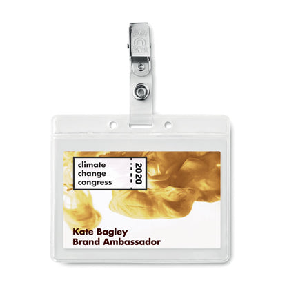 Identificador con clip horizontal con tarjeta