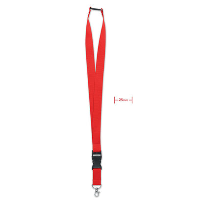 Lanyard rojo con mosquetón y hebilla de cierre