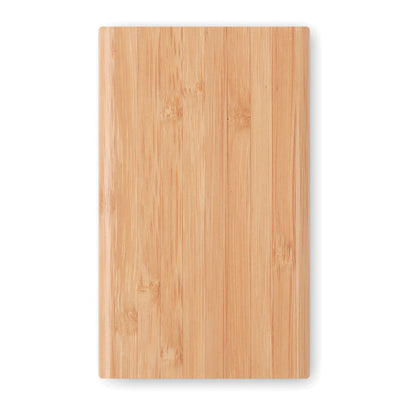 Vista superior de power bank de madera de bambú
