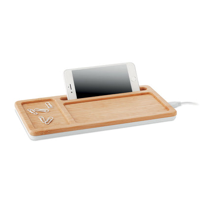 Set de sobremesa de madera de bambú con cargador