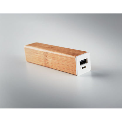 Power bank de madera con indicador de luz y cable USB con conector micro US
