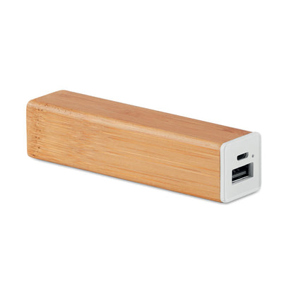 Power bank clásica con carcasa de bambú e indicador de carga