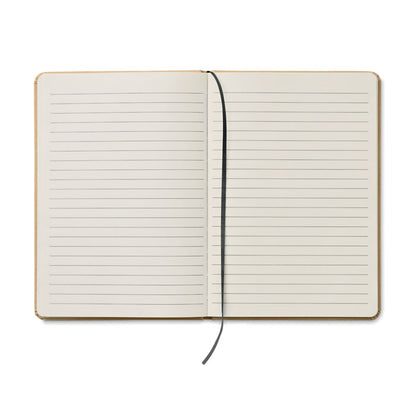 Paginas de Libreta de cartón reciclado con marcapáginas y cierre goma negro